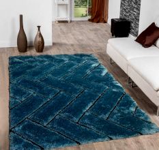Modern Blue Geometric Living Mat